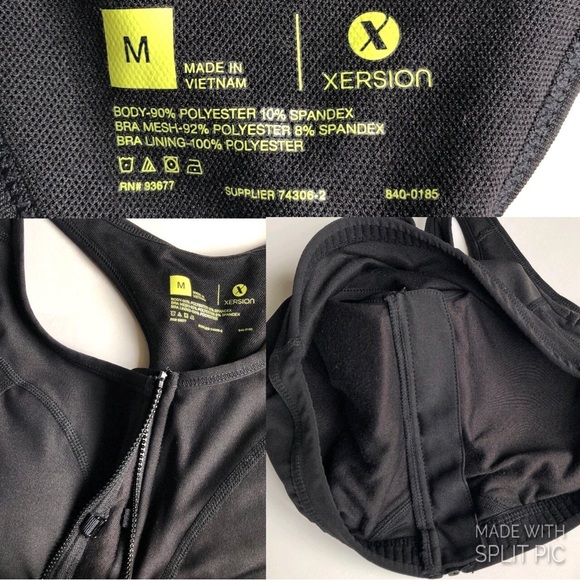 NEW XERSION Sports Bra Front Zip High Support Black Medium Women’s NWOT - Picture 4 of 16
